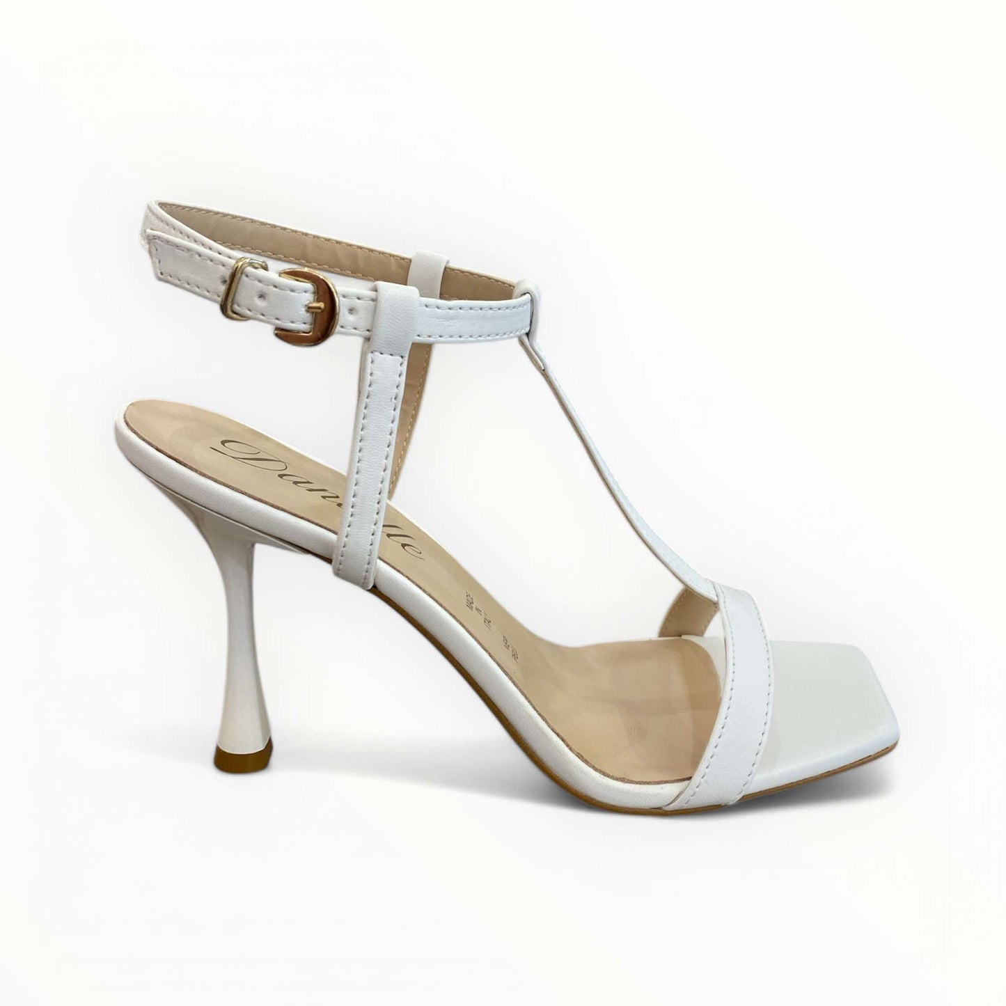 Sandali in nappa bianca con t-bar