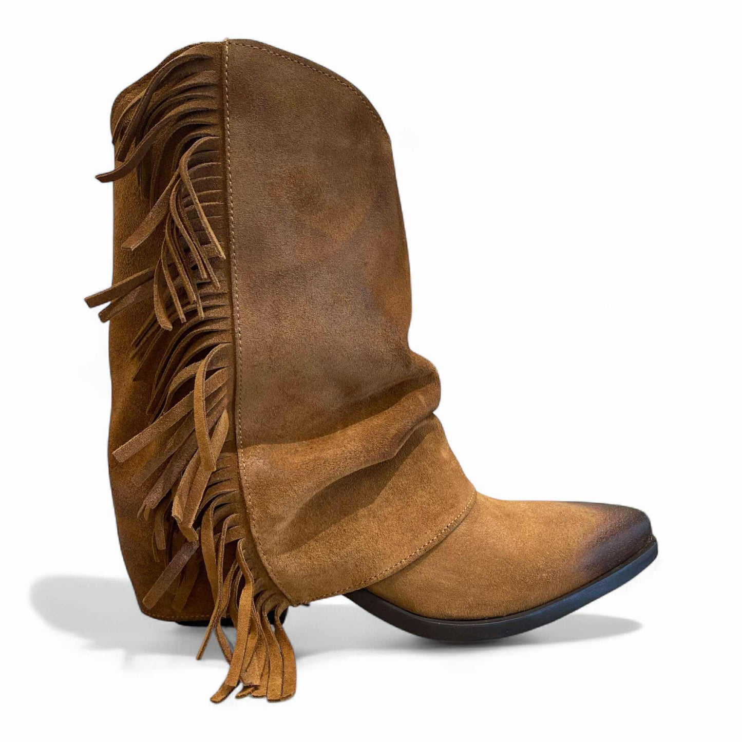 Texano 3/4 con frange color bruciato