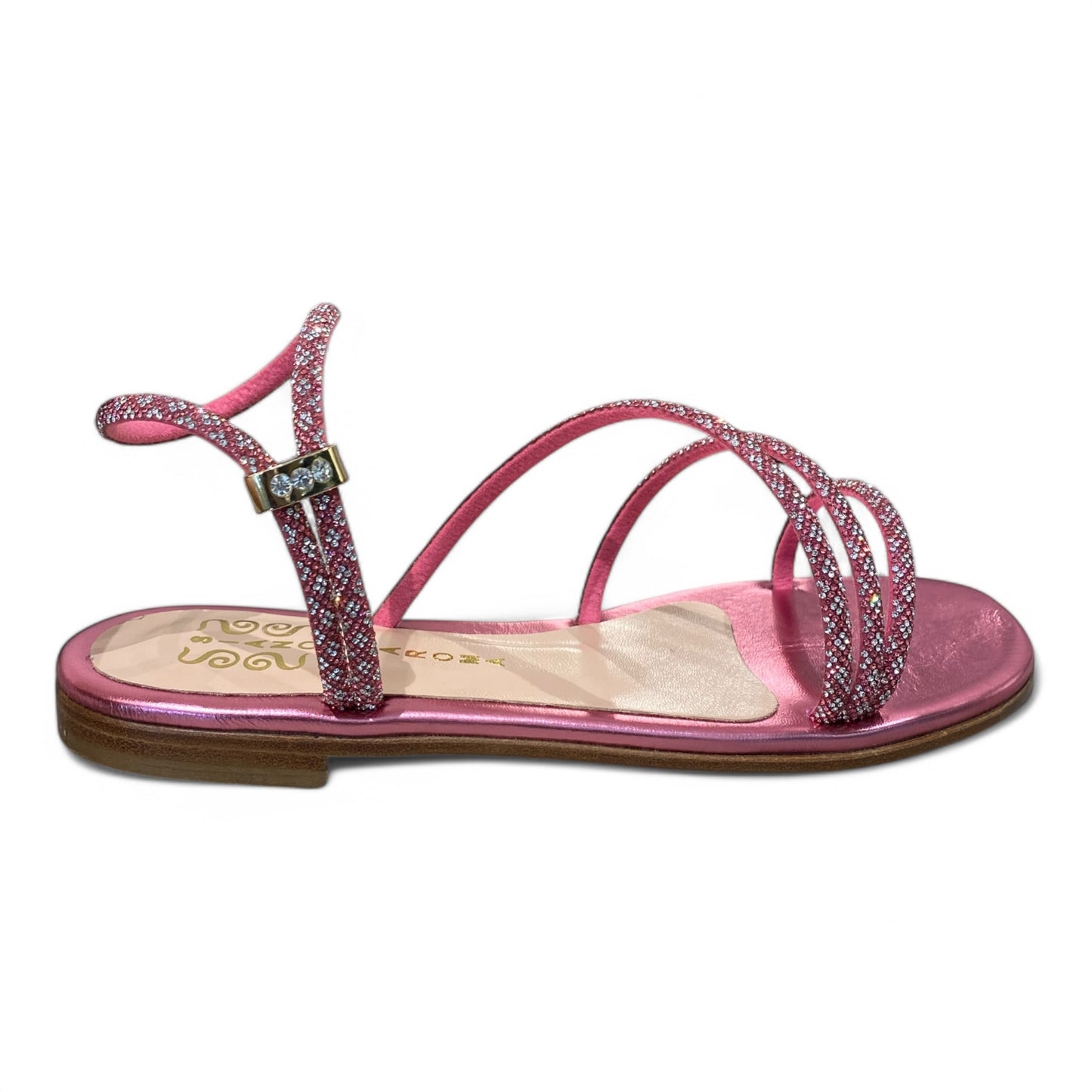 Sandalo Flat rosa cristalli