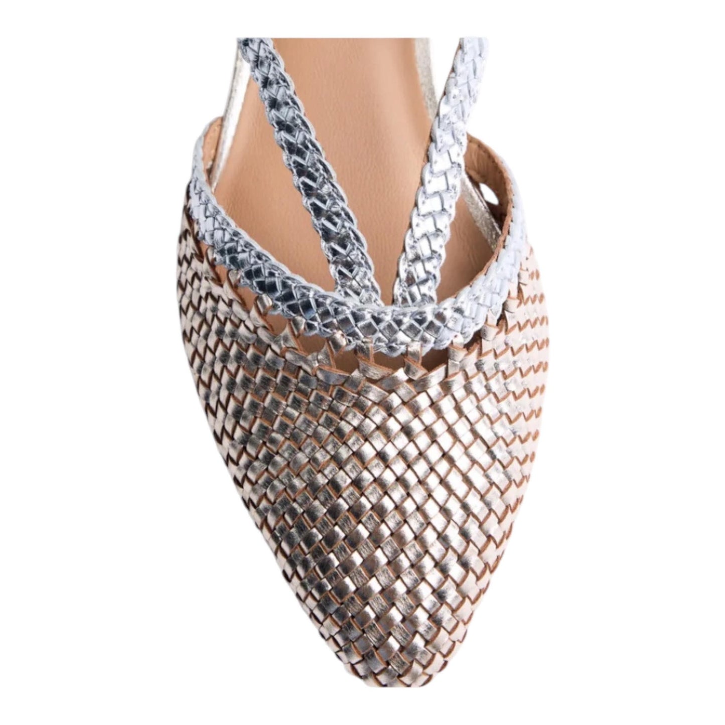 Ballerine Aperte Pelle Intrecciata Bicolore – Kitodi