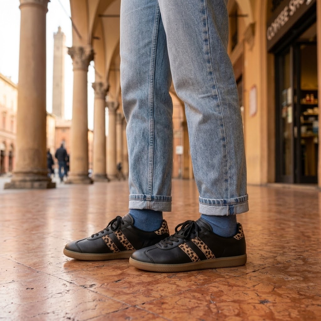 Sneakers nere & animalier