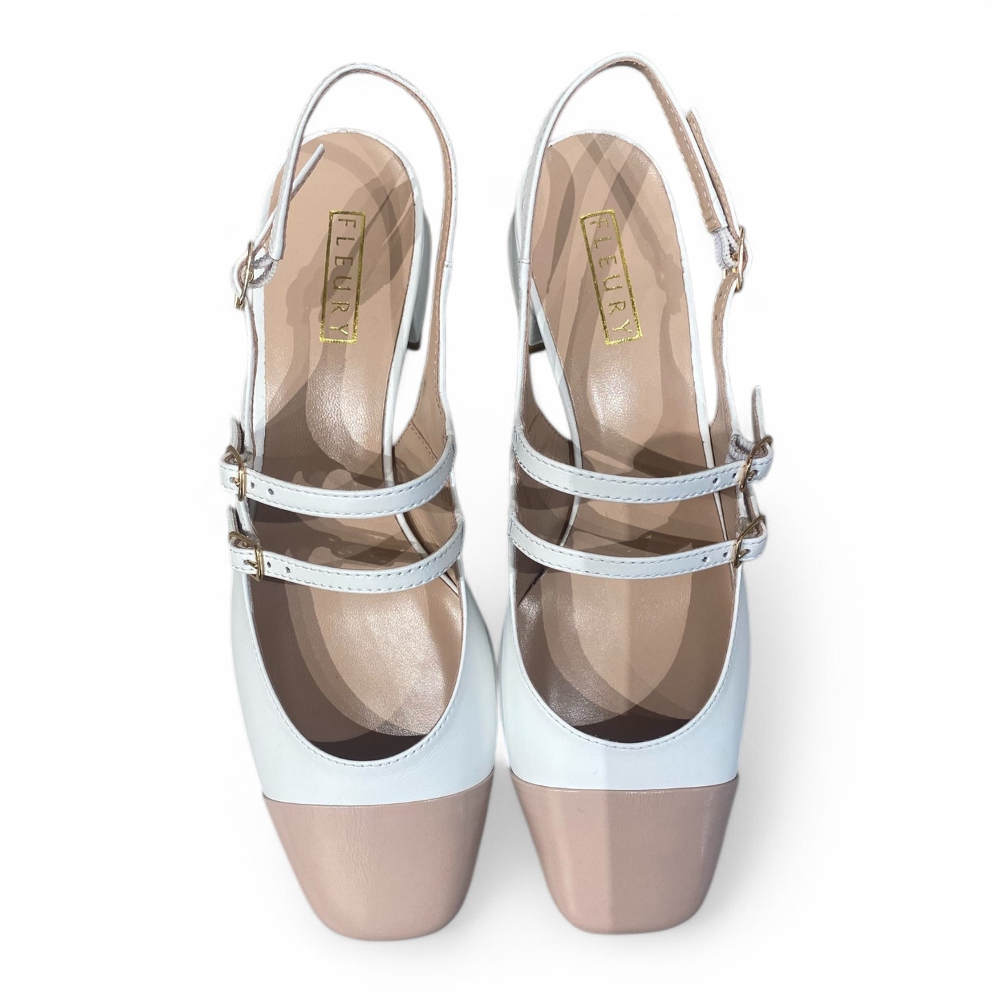 Scarpa con cinturini bi-color bianca&nude