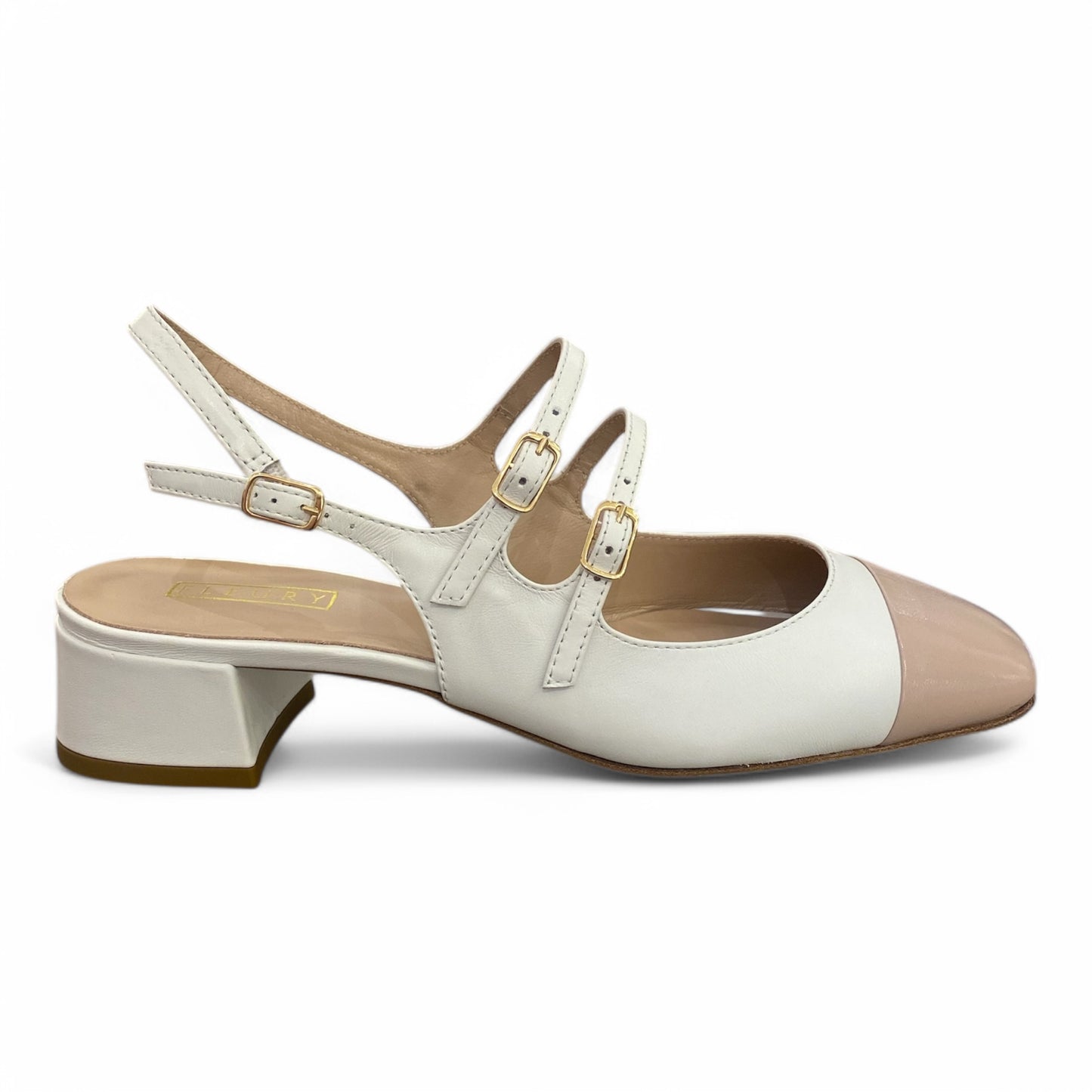 Scarpa con cinturini bi-color bianca&nude