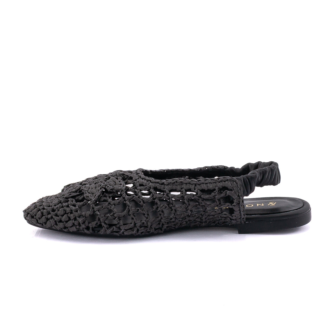 Slingback in macramè nera