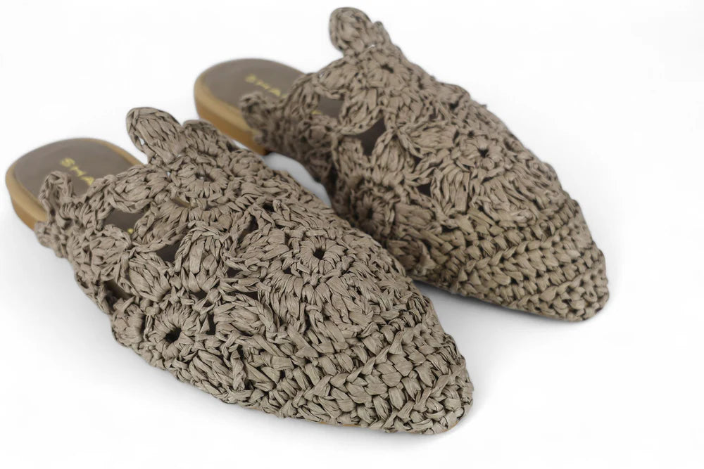 Sabot in macramè color visone