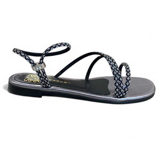 Sandali flat nero con cristalli