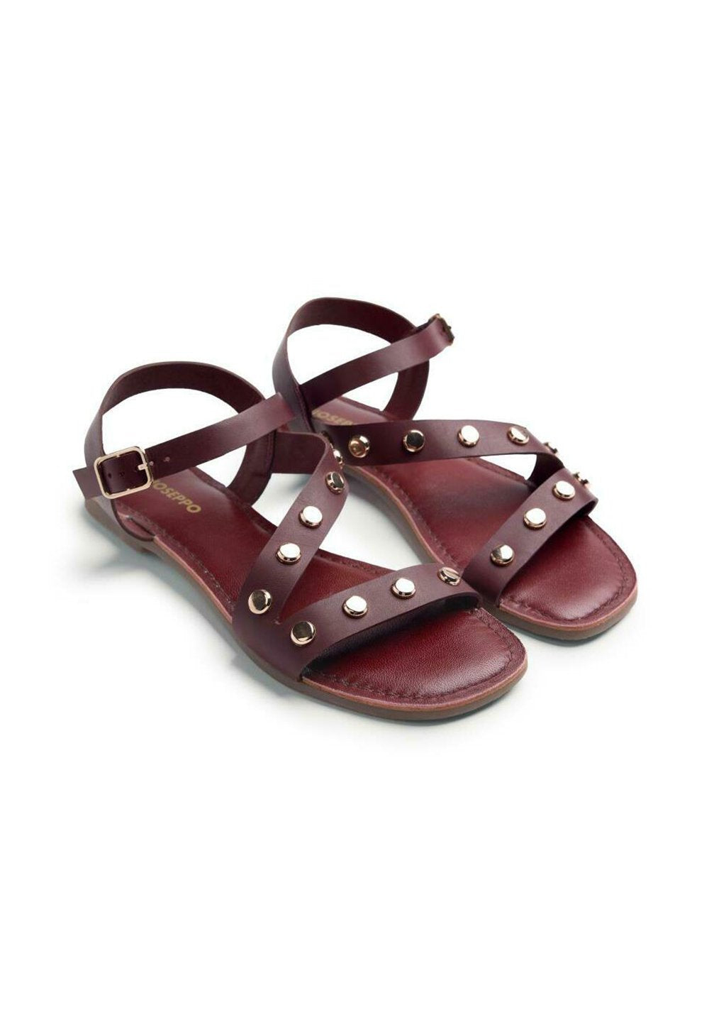 Sandalo Gioseppo bordeaux borchie