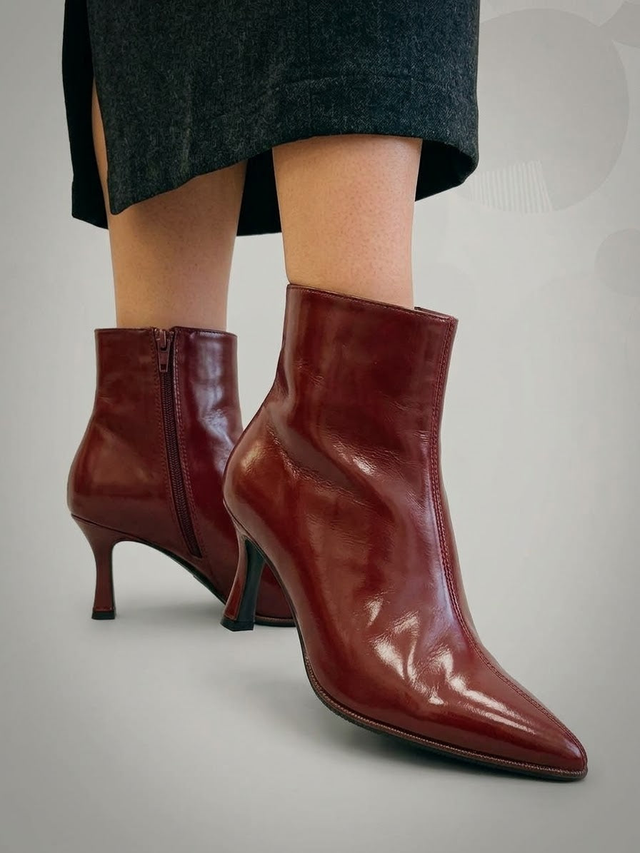 Stivaletti rossi tacco 6 cm