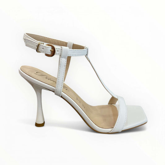 Sandali in nappa bianca con t-bar