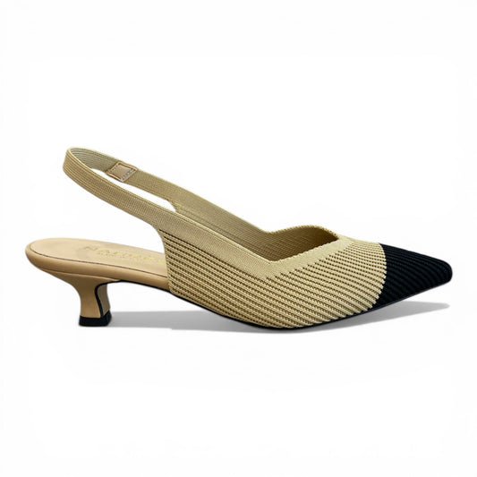 Slingback bicolore nude e nero