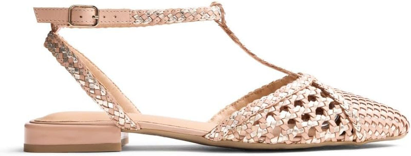 Mary Jane Pelle Intrecciata con Accenti Metallici – Gioseppo Jhelum