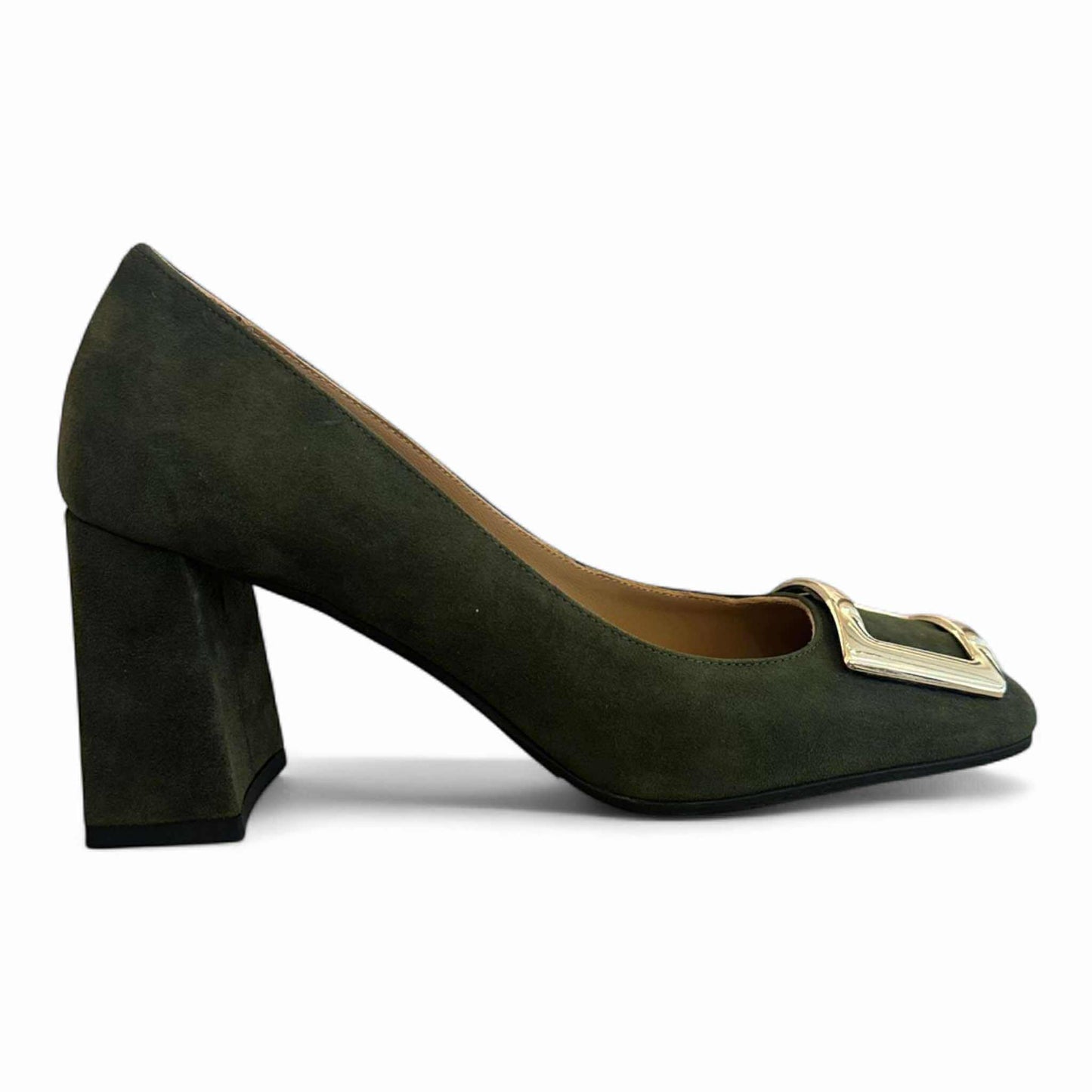 Scarpa punta squadrata suede verde