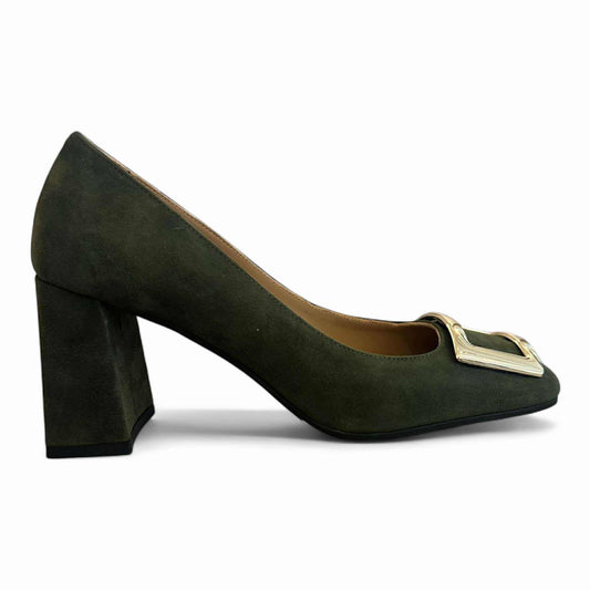 Scarpa punta squadrata suede verde