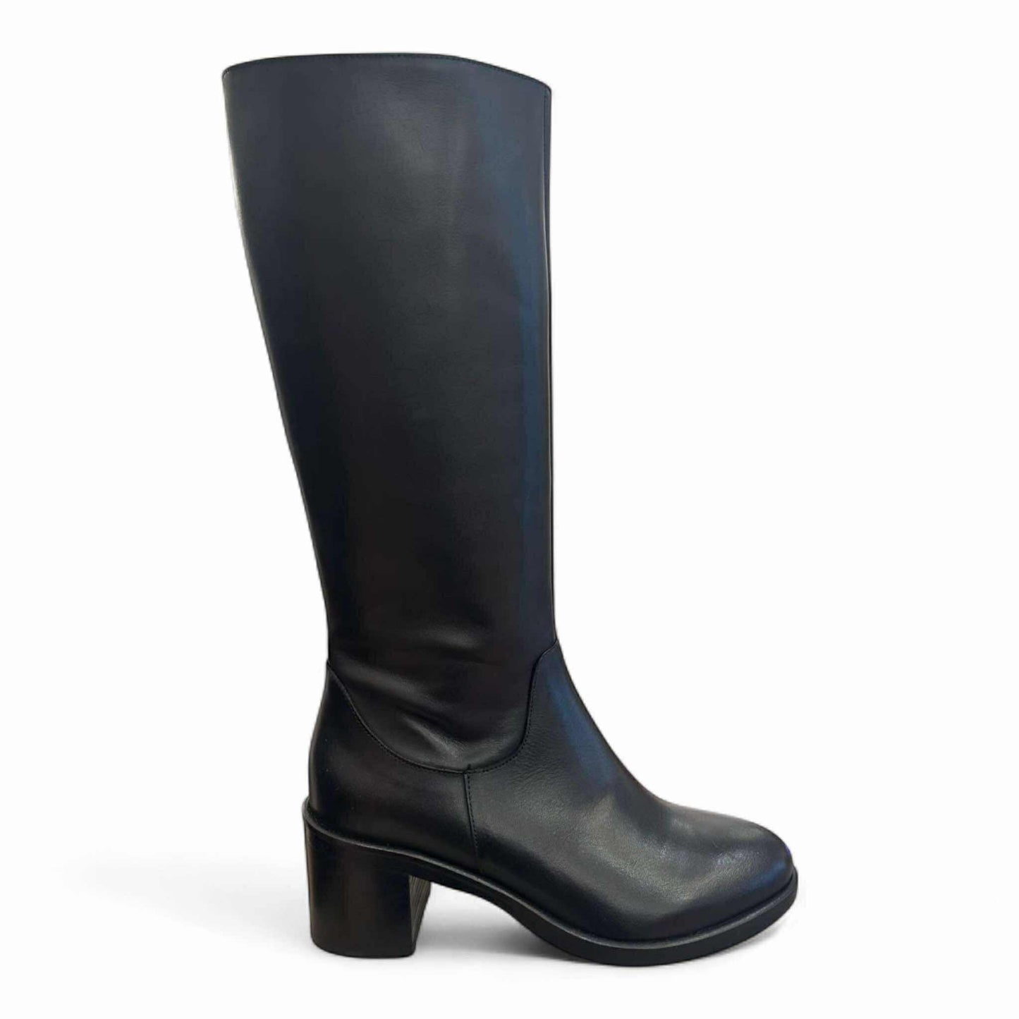 Stivale nappa nero tacco quadrato