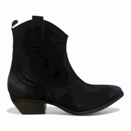 Texano tacco basso in crosta nera