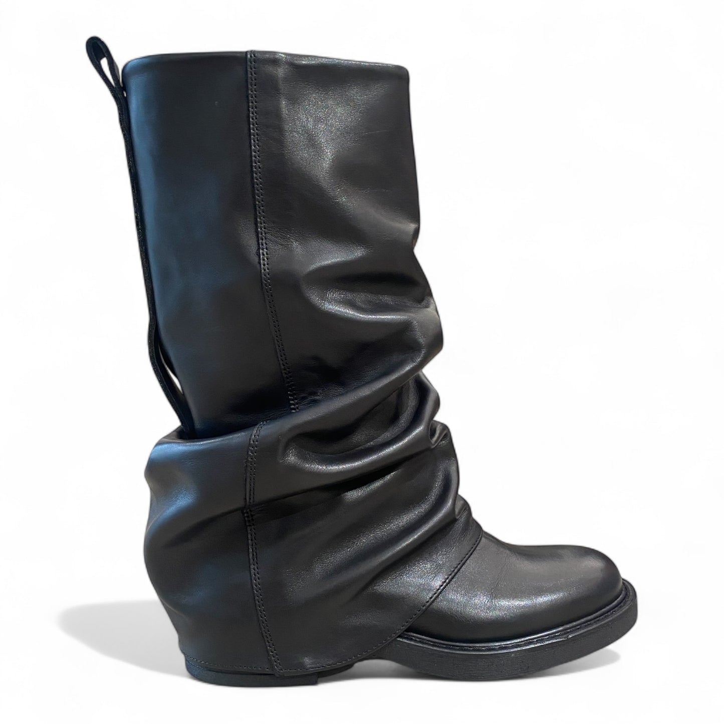 Bikers con ghetta punta tonda neri