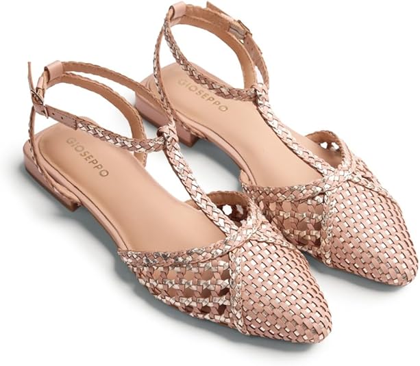 Mary Jane Pelle Intrecciata con Accenti Metallici – Gioseppo Jhelum
