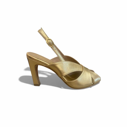 Sandalo oro tacco banana