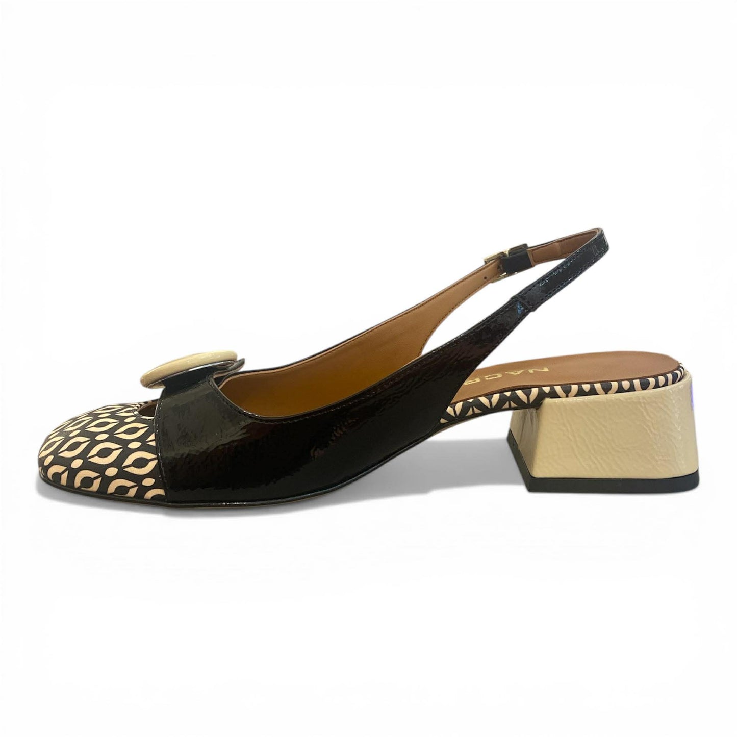 Slingback bicolore nera e panna