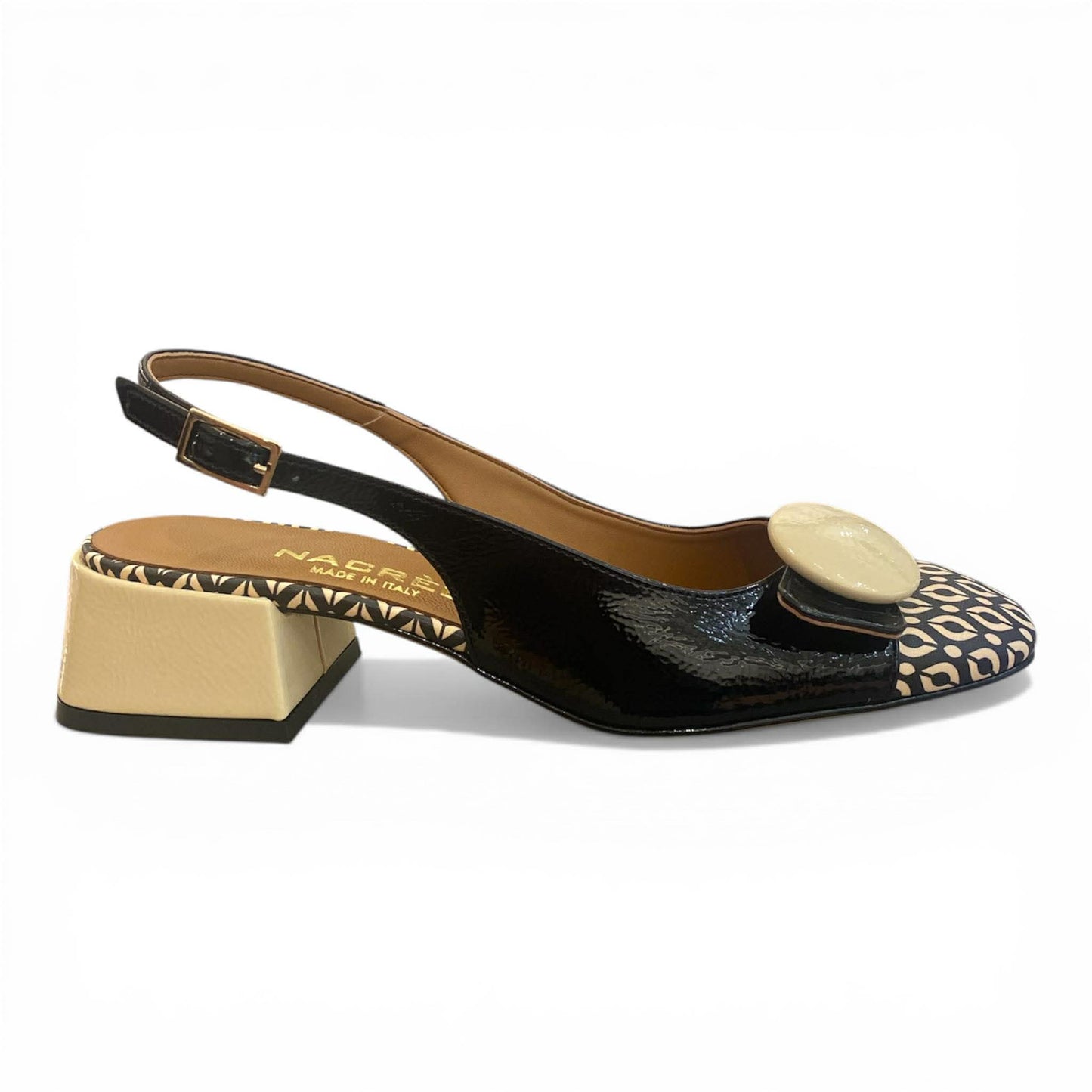 Slingback bicolore nera e panna
