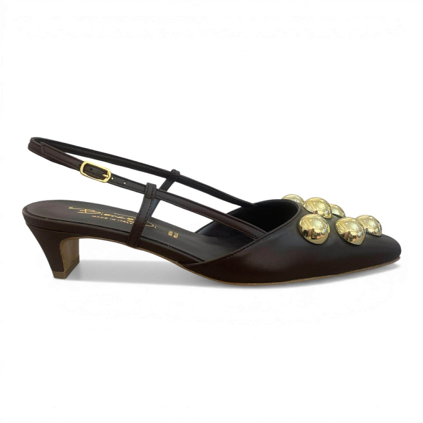 Slingback testa di moro con bottoni platino