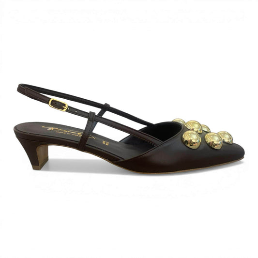 Slingback testa di moro con bottoni platino