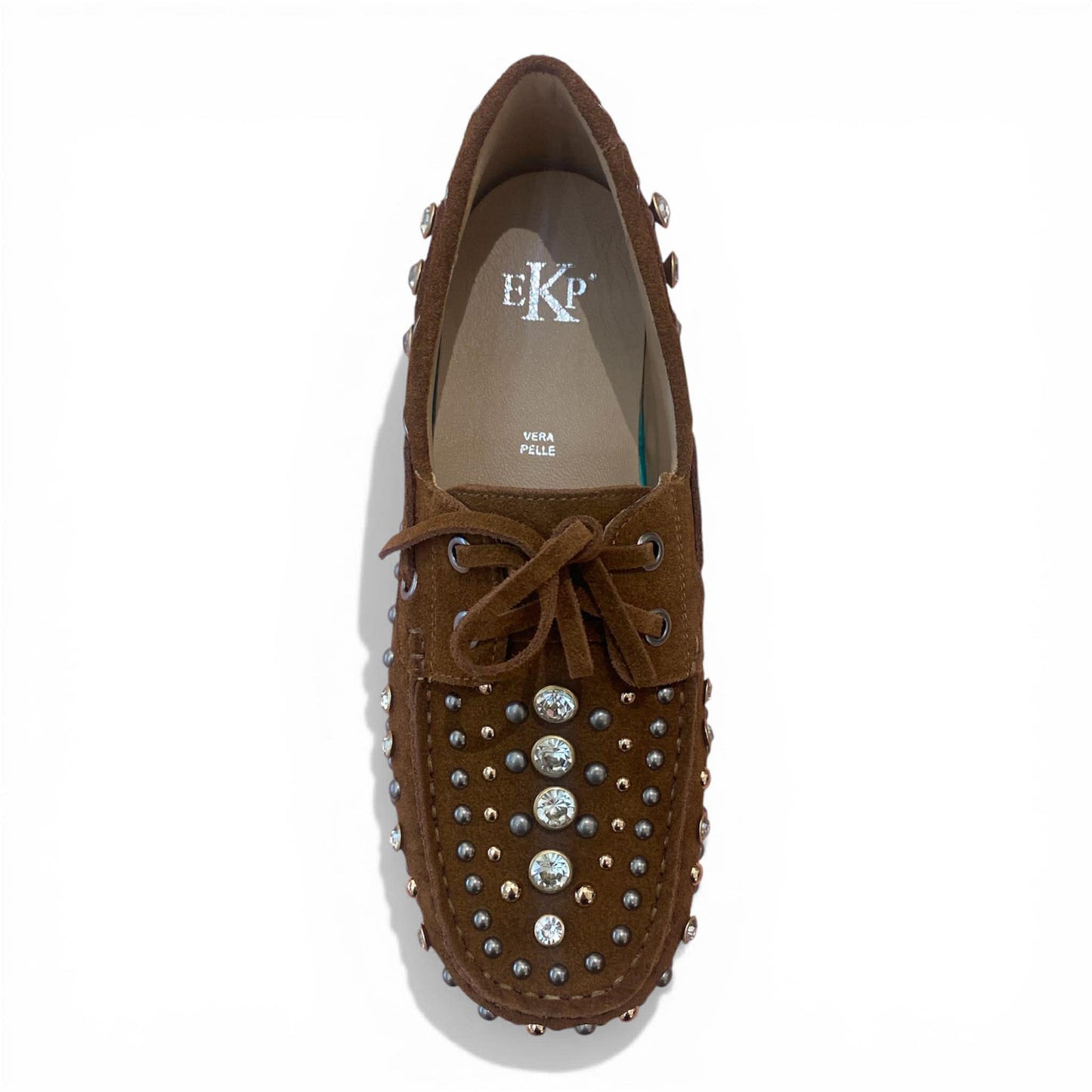 Scarpa barca in crosta marrone