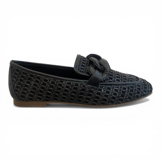 Mocassino nero intrecciato