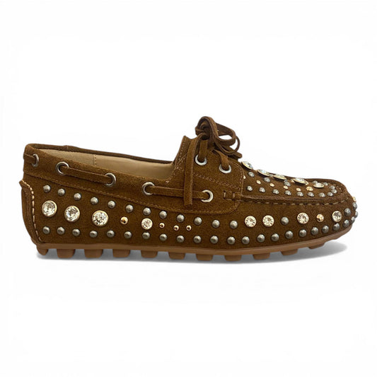 Scarpa barca in crosta marrone