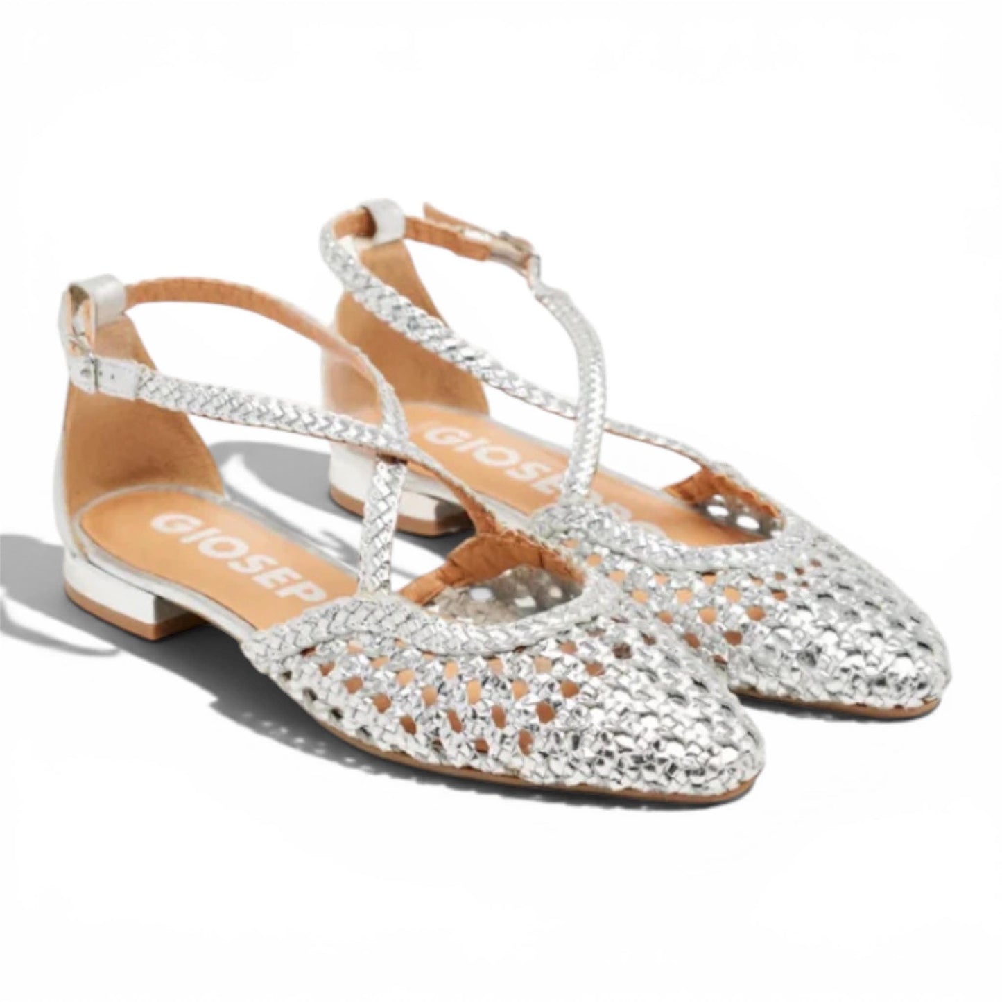 Ballerine Pelle Intrecciata Argento con Trecce – Leskovic