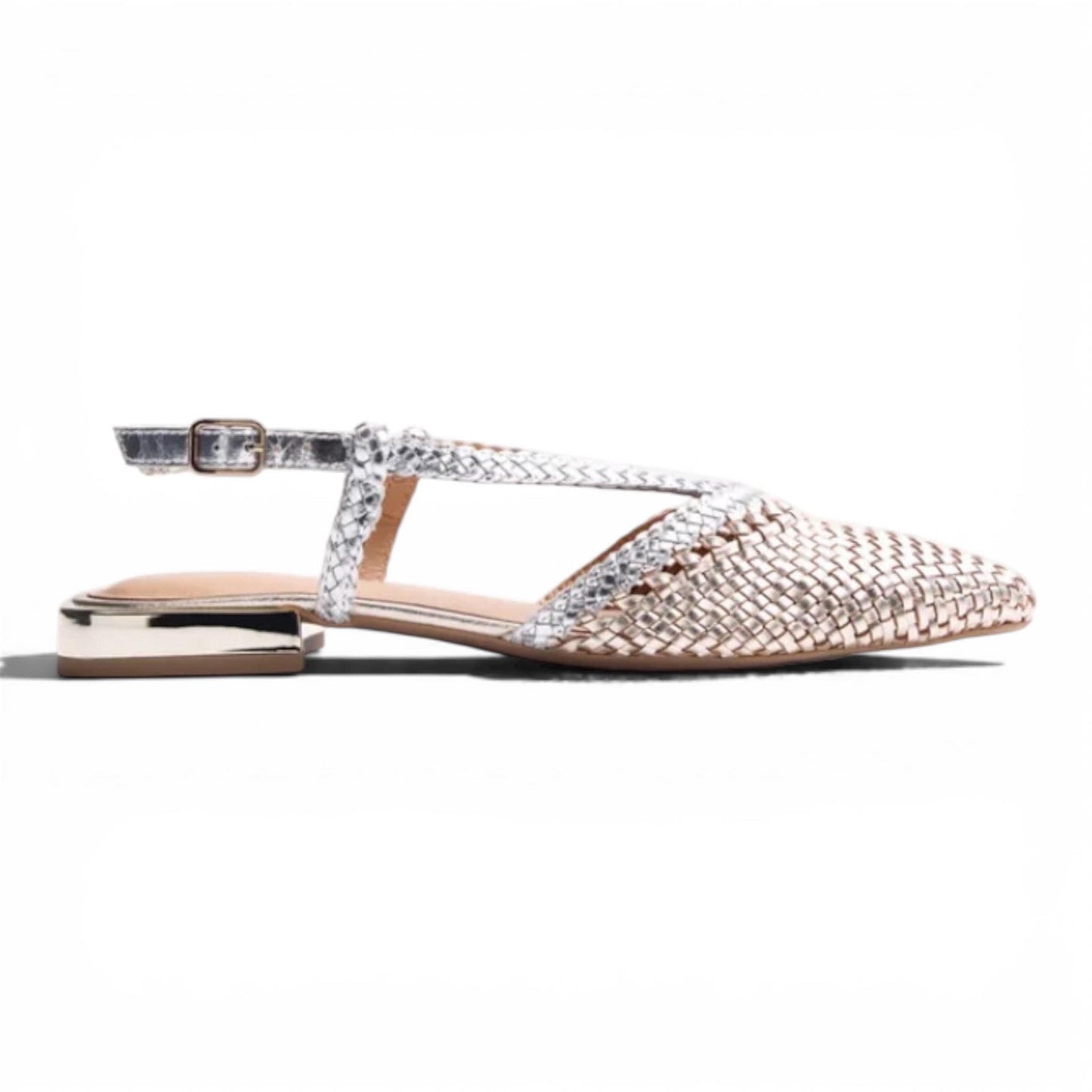 Ballerine Aperte Pelle Intrecciata Bicolore – Kitodi