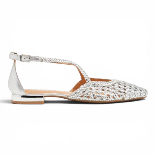 Ballerine Pelle Intrecciata Argento con Trecce – Leskovic