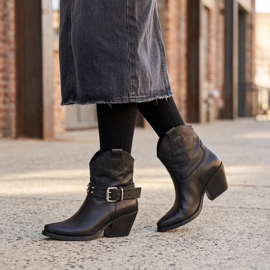 Stivaletto Western in Pelle con Fibia