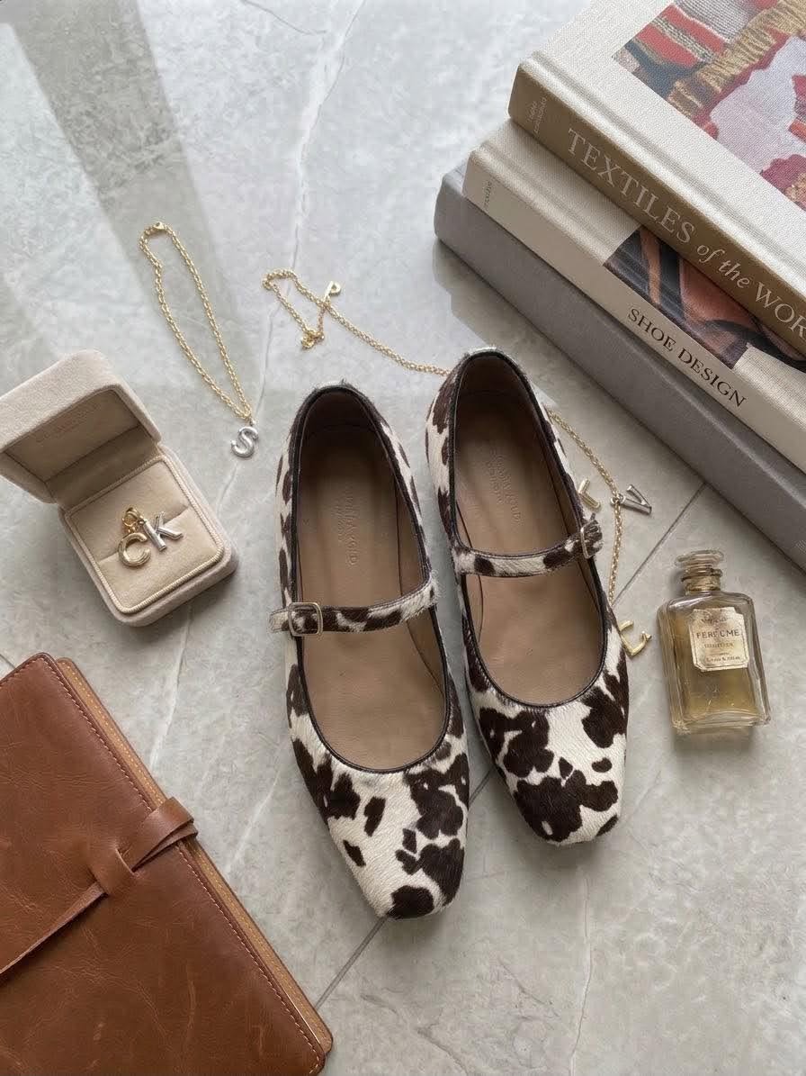 Ballerine Donna Bianco Marrone mucca