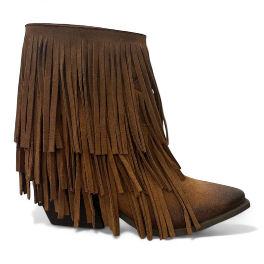 Stivaletto multifrangia cuoio