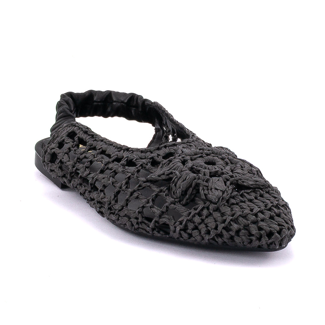 Slingback in macramè nera