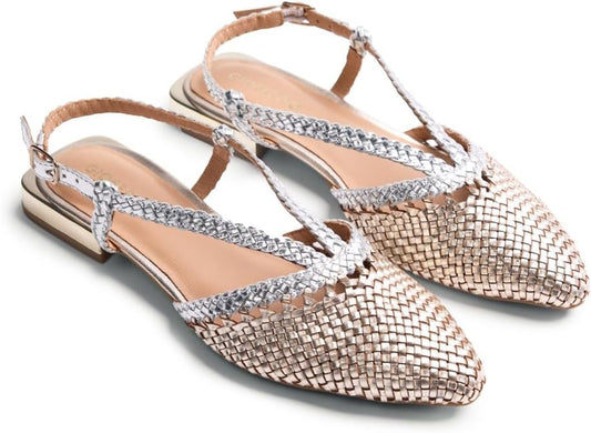 Ballerine Aperte Pelle Intrecciata Bicolore – Kitodi